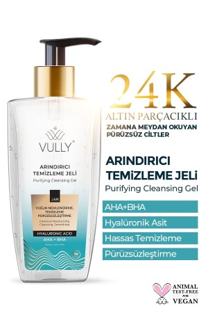 Vully - 24k altın parçacıklı arındırıcı, nemlendirici, sıkılaştırıcı yüz temizleme jeli